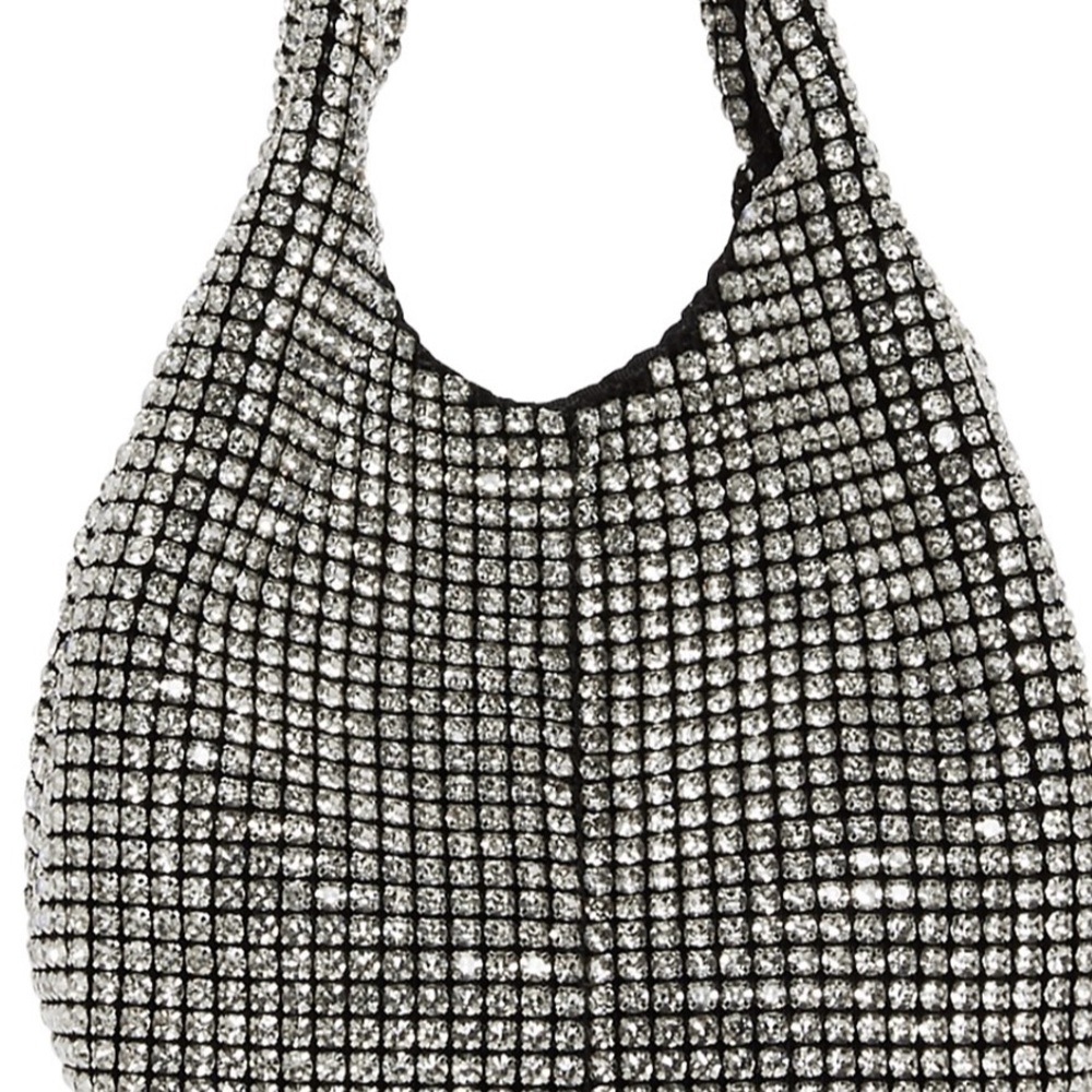 Elegant Silver Crystal Mesh Women's Bag